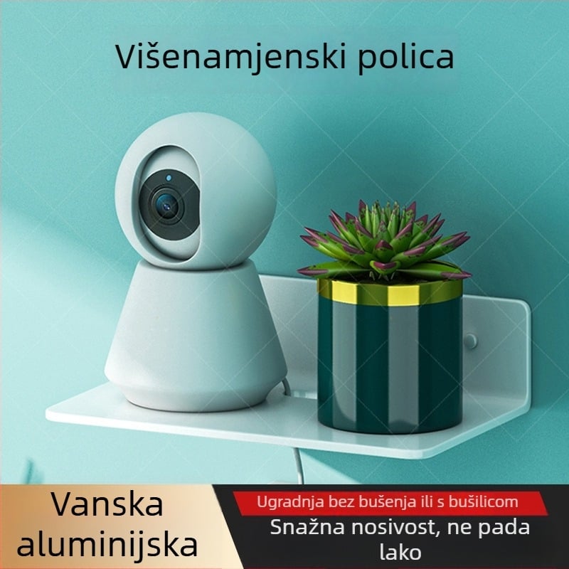 Nosač/polica za ruter za zidno montažu ljepilom, aluminijski materijal, 1 sloj, moderni minimalistički dizajn za WiFi uređaje i set-top box