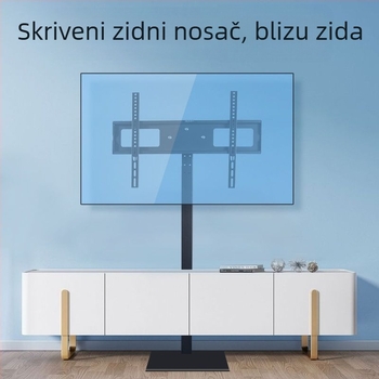 Univerzalni Skriveni TV Stalak za Pod, bez bušenja, uspravni; nosivost >15 kg; materijal: hladno valjani čelik; mehanički pogon; nije zidna montaža
