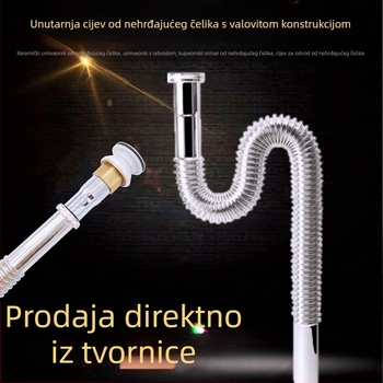 Nerđajući čelik valovito odvodno crijevo za umivaonik — moderan stil