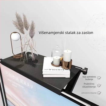 Polica iznad televizora/monitorja za set-top kutiju i usmjerivač, bez bušenja, bežično skladištenje
