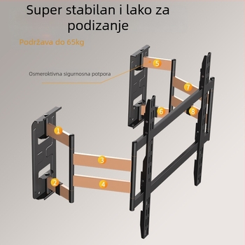 NX80 Ultra-tanki ugrađeni nosač TV-a s teleskopskim podešavanjem visine i okretanjem, od hladnog valjanog čelika, 6,26 kg, za pametne televizore