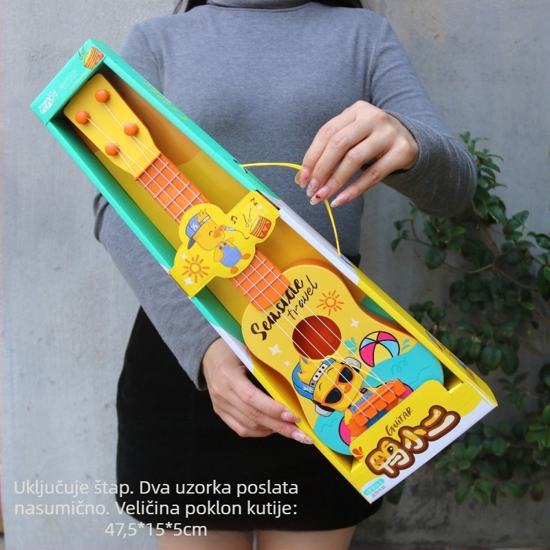 Dječja plastična gitara za rano glazbeno odgoj, crtani instrument za djecu 4–6 godina, pakirano u šarenu kutiju, 3C certifikat 2023152202046088