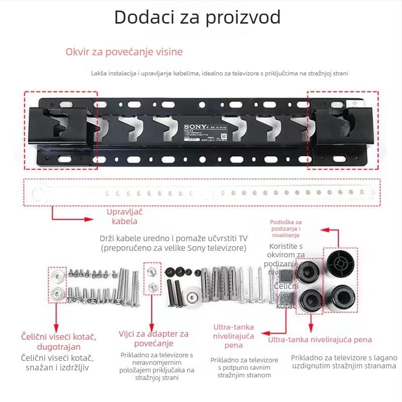 SU-WL450 zidni nosač za Sony LCD TV – univerzalni, mehaničko upravljanje, nosivost 15 kg