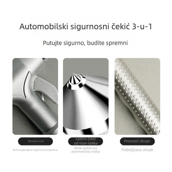 Automobilski sigurnosni čekić, višestruki alat za bijeg, rušilac stakla automobila, ABS + tungsten steel, težina 187 g, podrijetlo Zhejiang, Ming che zhi bao