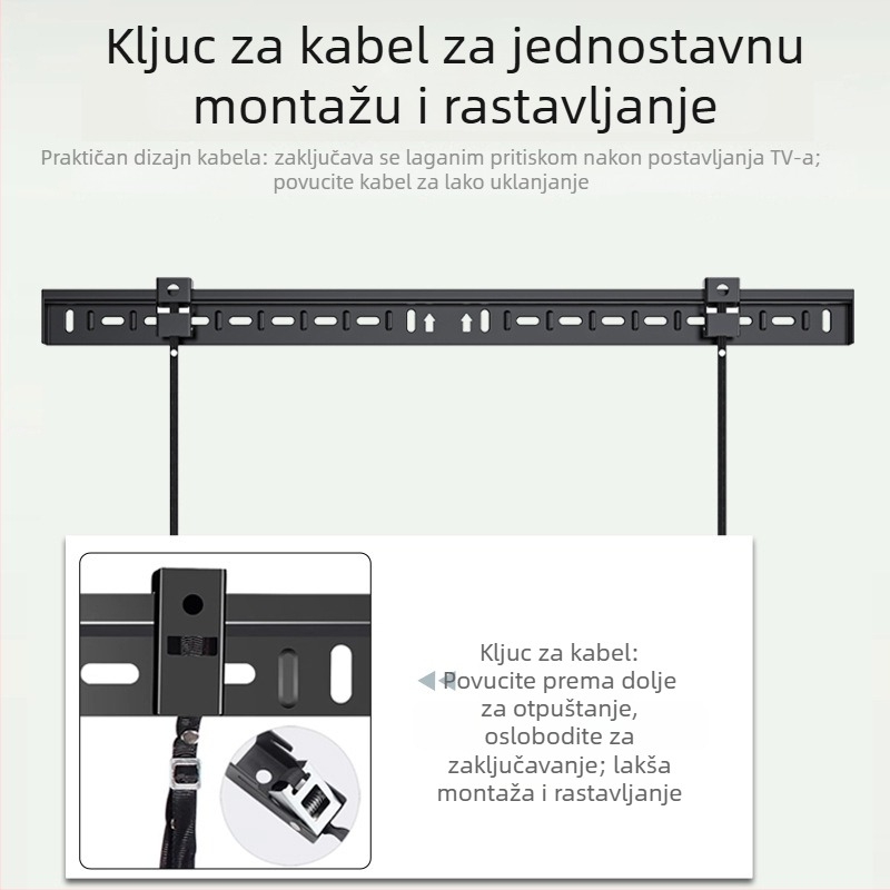 Držač za zid za TV JL-WH02A – univerzalni, jednostavni zidni nosač za plosnate televizore; materijal: hladno valjani čelik; težina: 1,3 kg.