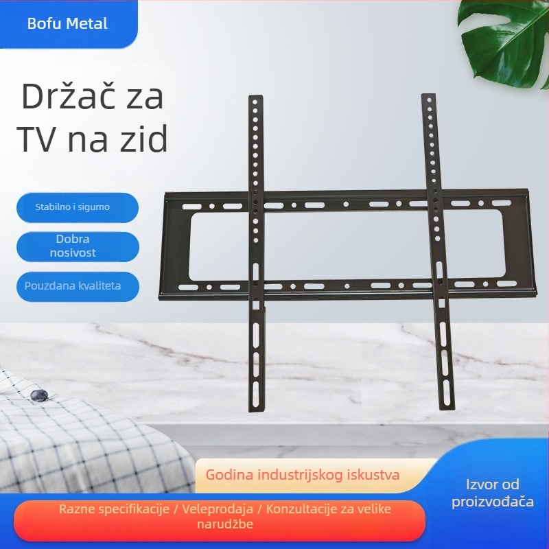 Univerzalni zidni držač za TV i LCD monitor — hladno valjani čelik, kompatibilno sa Smart TV, jednostavan zidni nosač, šifra 002