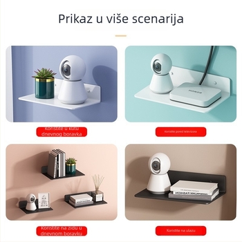 Zidna polica za skladištenje kamera i uređaja, akrilna konstrukcija, montaža bez bušenja, 1 sloj, za dnevni boravak