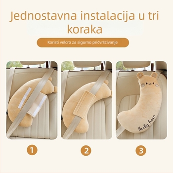 Jastučić za sigurnosni pojas automobila – crtani dizajn, mekani pliš, prilagodljiv i otisak logotipa