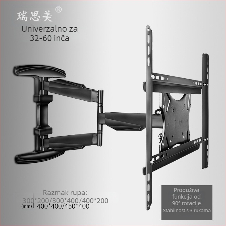 Resmei RSM-W8 zidni držač za televizor — 90° rotacija, teleskopsko proširenje