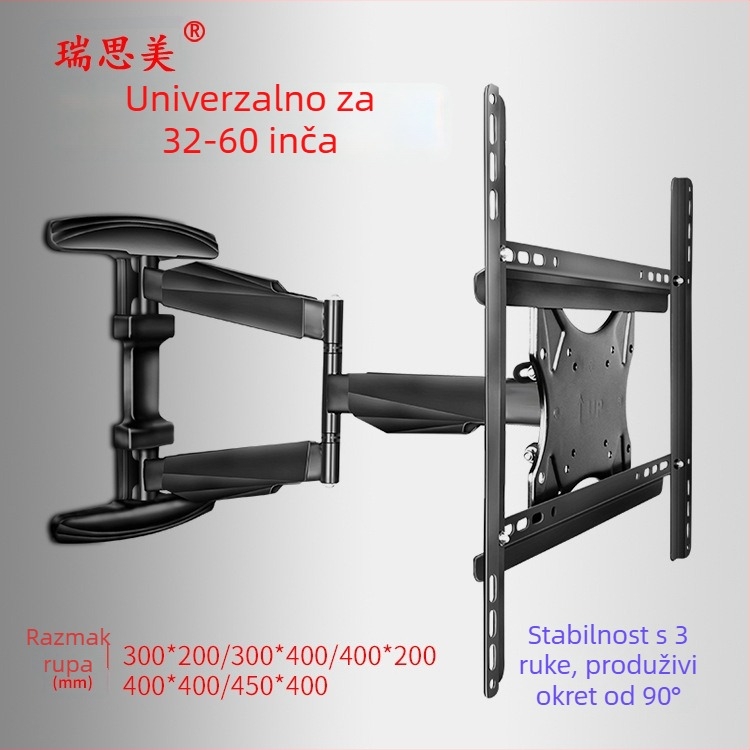 Resmei RSM-W8 zidni držač za televizor — 90° rotacija, teleskopsko proširenje