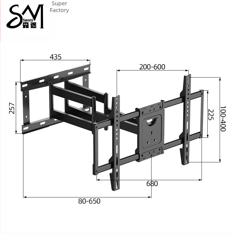 Teleskopski nosač TV za zid, teški teret, SPCC hladno valjana čeli, mehanička regulacija, modeli CP643/CP646/CP846