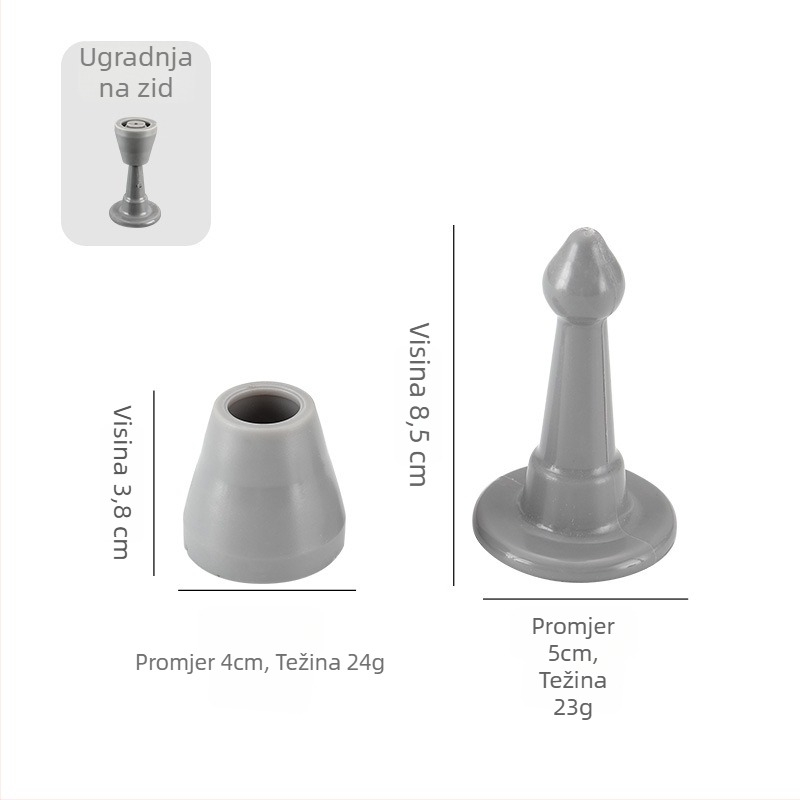 Plastični usisni držač za vrata za WC, model 182, podna montaža, ručno upravljanje, moderan stil