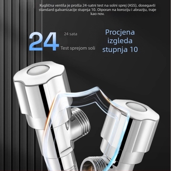 Bakreni kutni ventil s 1 ulazom i 2 izlaza za toplu i hladnu vodu, DN15s, Ø15, navoj