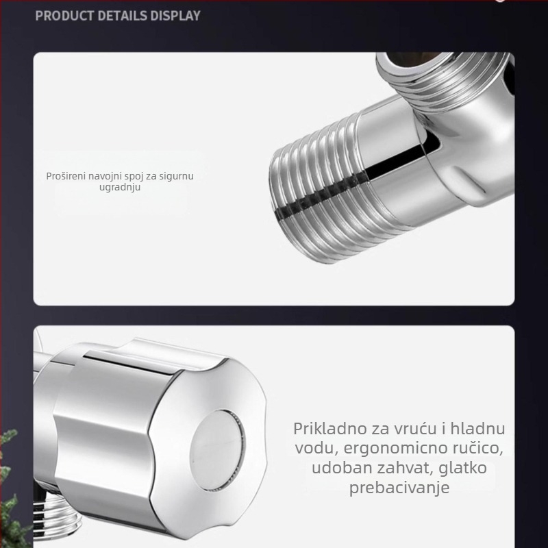 Bakreni kutni ventil s 1 ulazom i 2 izlaza za toplu i hladnu vodu, DN15s, Ø15, navoj