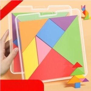 Drvena Tangram slagalica za djecu – trodimenzionalni puzzle, slaganje ilustracija i ploča, Meiyangyang, dob 4–6 godina