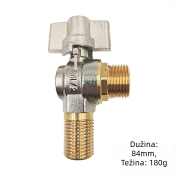 Bakreni 3-putni kuglični ventil, navojni priključak, promjer 20 mm, tlak 1,6 MPa, za sustav toplinske vode