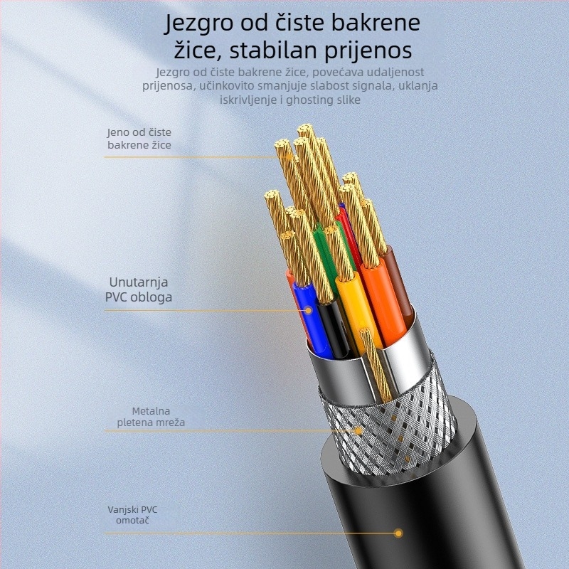 VGA kabel V316, 15-pinski, duljina 1,5 m, magnetski prsten, bakar-niklovani vodič