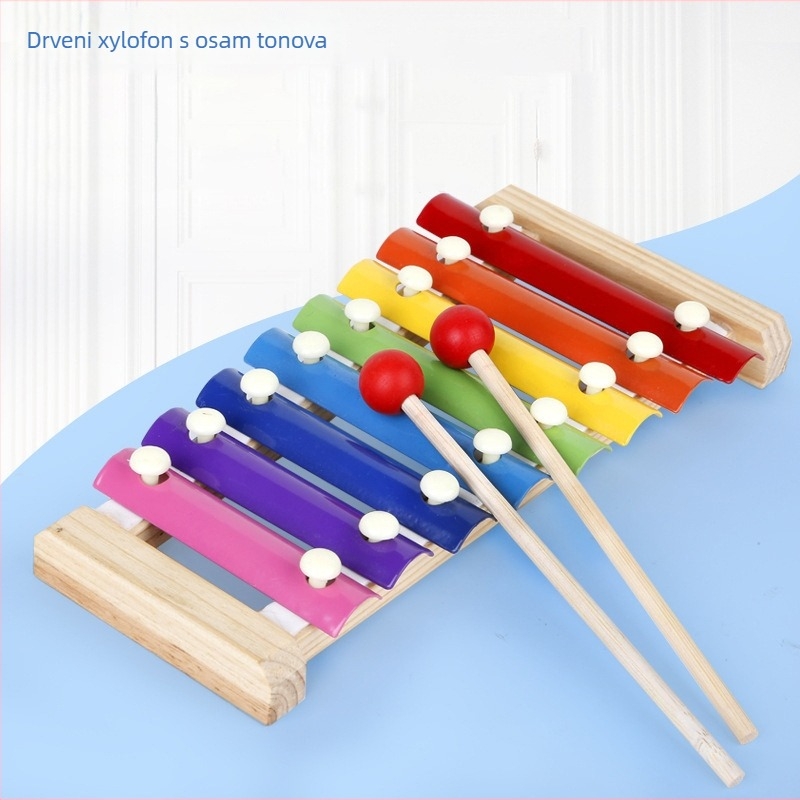 Drveni ručni udarni instrument s osam tonova za djecu (Materijal: drvo; Kategorija: drveno klavir; Dobna skupina: 0–3 godine; 3C: drvene igračke do 14 godina)