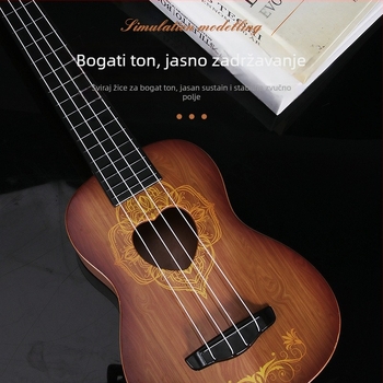 Dječja igračka gitara za početnike – četverostruna, plastična konstrukcija, imitacija drveta, za uzrast 4–6 godina, 3C certificirano
