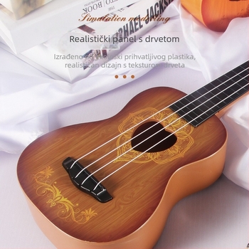 Dječja igračka gitara za početnike – četverostruna, plastična konstrukcija, imitacija drveta, za uzrast 4–6 godina, 3C certificirano