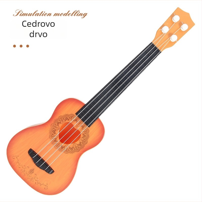 Dječja igračka gitara za početnike – četverostruna, plastična konstrukcija, imitacija drveta, za uzrast 4–6 godina, 3C certificirano