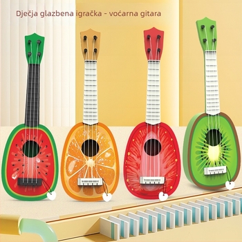 Dječja voćna gitara-ukulele - edukativna plastična igračka za djecu 4-6 godina, kategorija gitara/bas, pakiranje u kutiji, interaktivno učenje