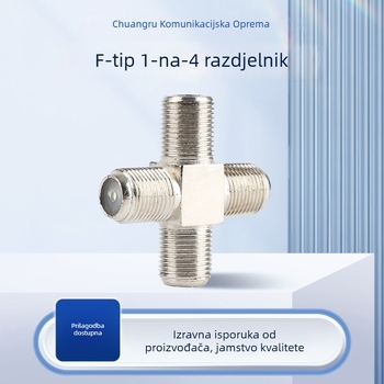 Niklovani F-tipu ženski splitter, 1 na 4, četiri F-izlaza