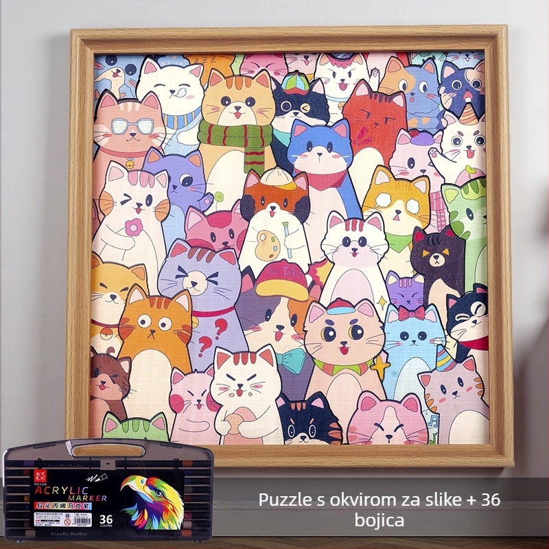Drveni 3D puzzle za djecu, mačjeg oblika, DIY, bijelo kutijsko pakiranje, Kina