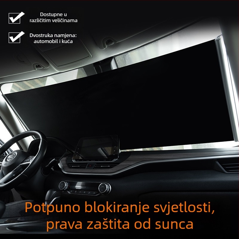Sjenilo za auto za prednje staklo, teleskopna instalacija, tkanina, proširena verzija, poslovni stil