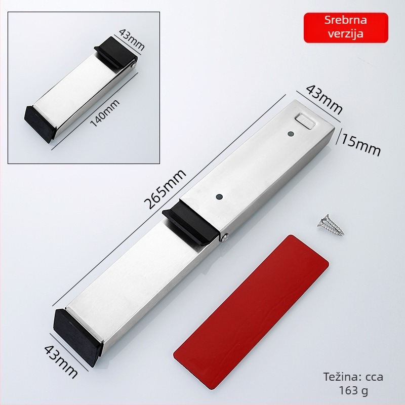 Skriveni stopper vrata od nehrđajućeg čelika, model Hds flip door stop, kutijasta konstrukcija, instalacija lancem Ct-03, ručno upravljanje