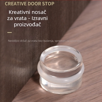 Stoper za vrata, akrilni cilindar, samoljepljiv, podna montaža, prozirna sjajna površina, model Prozirni cilindar 1
