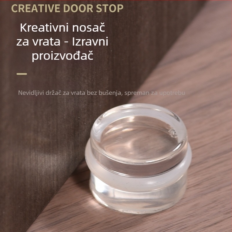 Stoper za vrata, akrilni cilindar, samoljepljiv, podna montaža, prozirna sjajna površina, model Prozirni cilindar 1