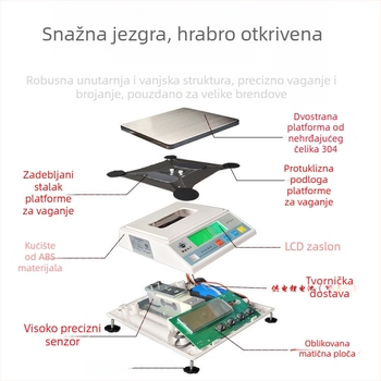Botu Electronics BT-457-A Precizna elektronička stolna vaga, kapacitet 3–10 kg, čitljivost 0.3 g, jedinice g/kg/lb, napajanje AC