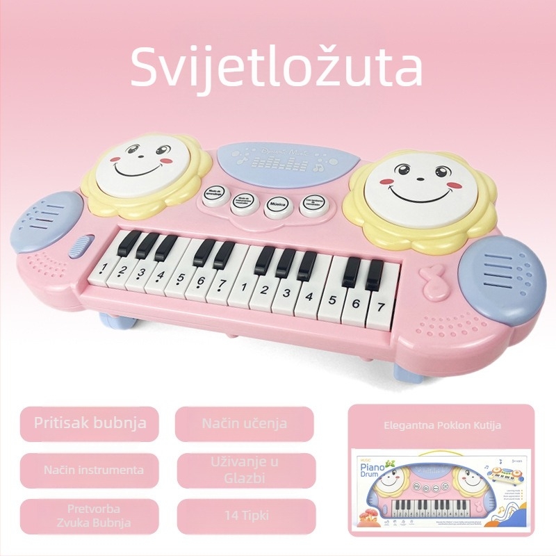 Elektronički organ-igračka za ranu edukaciju s bubnjem i svjetlosnom glazbom - plastika, GH, za djecu 4–6 godina