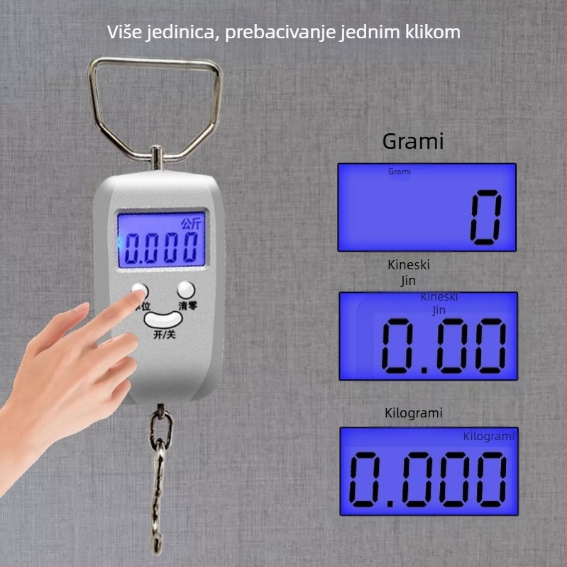 Prijenosna elektronička vaga, 50 kg, precizna gram vaga za prtljagu i povrće