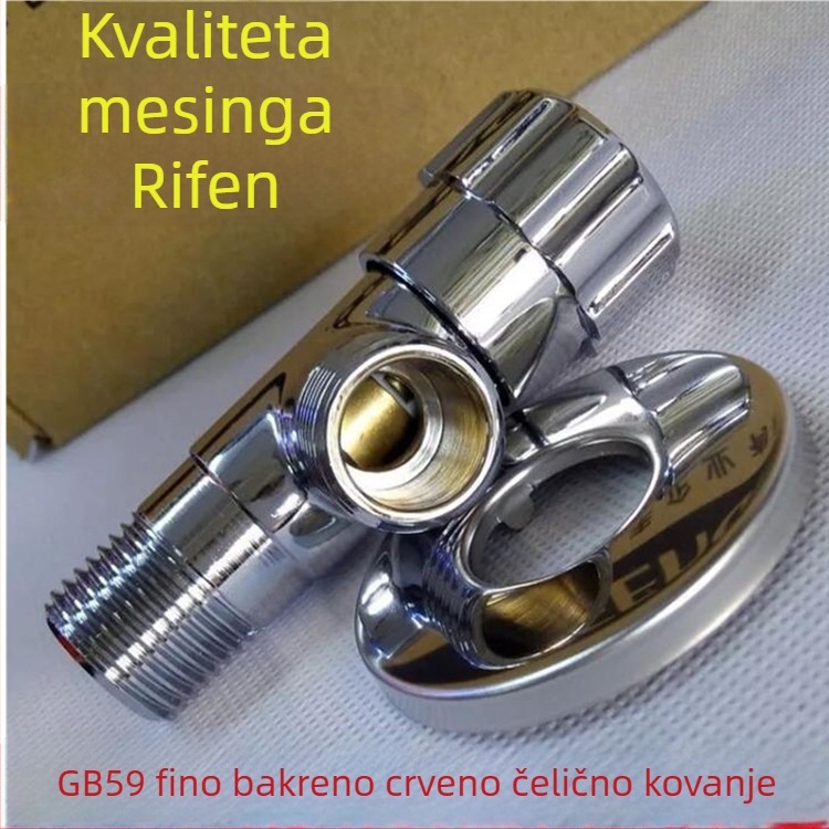 Mjedeni kutni ventil 1044, produžen, radni tlak 25, unutarnji promjer 20, priključak klik, za slavinu