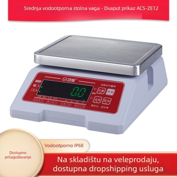 Vodootporna elektronička vaga za morsku hranu i povrće, raspon 0,6–6 kg, USB napajanje + litijeva baterija, Gong Yue ACS-ZE12
