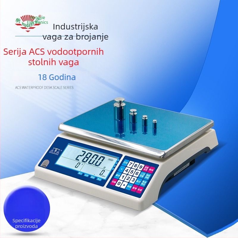 Brojačka platforma vaga ACS-3/7.5/15/30KG-SC01, raspon mjerenja 3–30 kg, višestruka elektronička platforma vaga, mogućnost prilagodbe
