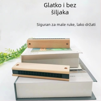 Harmonika – drvena, dvostrukog reda, 16 rupa, kromatska, model H56, edukativna igračka