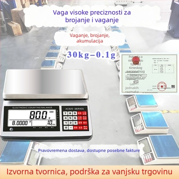 Industrijska vaga za brojanje s visokom preciznošću, kapacitet 30 kg, točnost 0,1 g, model BH801, marka North Balance.