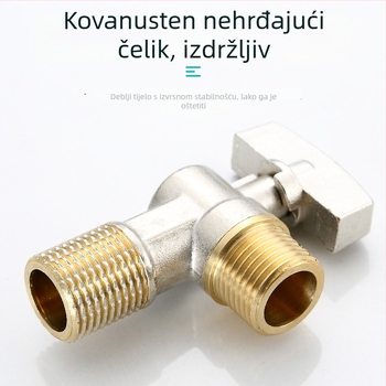 Kutni ventil visokog protoka od mesinga, radni tlak 1,6 MPa – za kupaonske instalacije