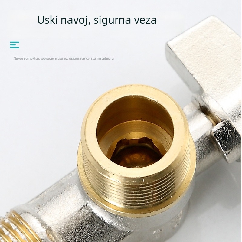 Kutni ventil visokog protoka od mesinga, radni tlak 1,6 MPa – za kupaonske instalacije