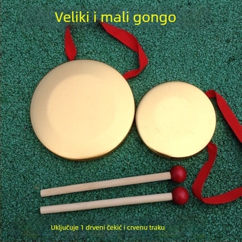 Dječji gong set: mali bakreni gong i bakreni činel, didaktička perkusijska rekvizita za vrtić, model Gongqi