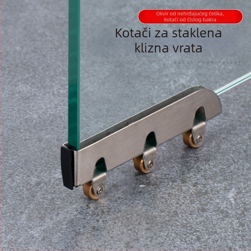 Top Valley 4-kom staklena vodilica za klizna vrata - nehrđajući čelik, debljina zida 2, promjer osovine 2, radijus utora za uže 2, vanjski promjer 2
