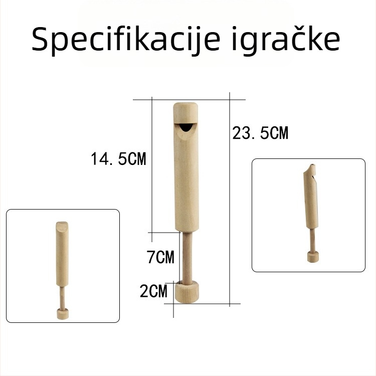 Drvena zviždaljka u vlaku za djecu, za početnike; razvoj sluha i poticanje interesa (Materijal: Beech; Kategorija: Flauta; Dob: 4–6 godina; 3C: Drvene igračke do 14 godina)
