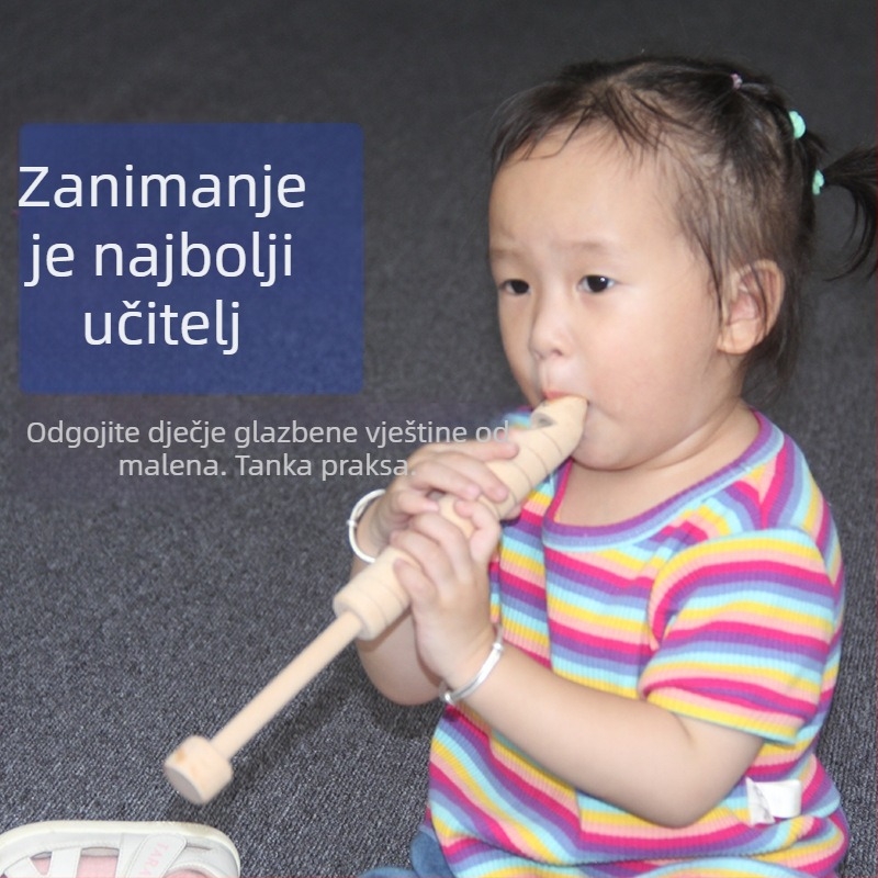 Drvena zviždaljka u vlaku za djecu, za početnike; razvoj sluha i poticanje interesa (Materijal: Beech; Kategorija: Flauta; Dob: 4–6 godina; 3C: Drvene igračke do 14 godina)