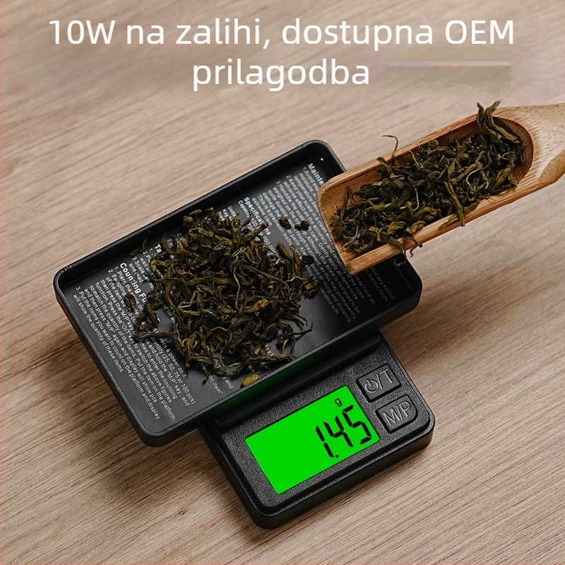 Mini elektronička vaga za nakit, model T2, raspon mjerenja 0,1 g–1 kg, napajanje 2×AAA
