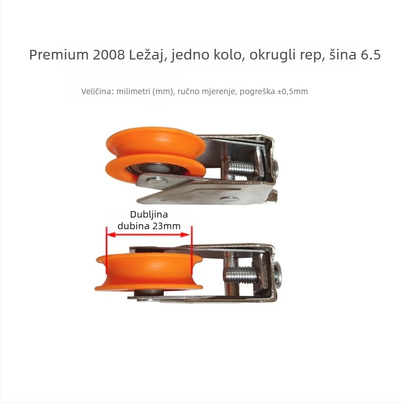 Kotač kliznih vrata i prozora od aluminijske legure, teški teret, model Type 2000, osovina 29 mm, materijal željezo+legura+nylon, žljeb za uži 6,5