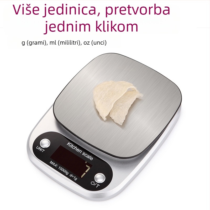 Digitalna kuhinjska vaga, marka DGGY, model DGGY-305, raspon mjere 10 kg, elektroničko mjerenje, napajanje 2x AAA.