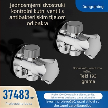 Mesing troputni ugaoni ventil, s jednim ulazom i dva izlaza, model Ap230-5, 193 g